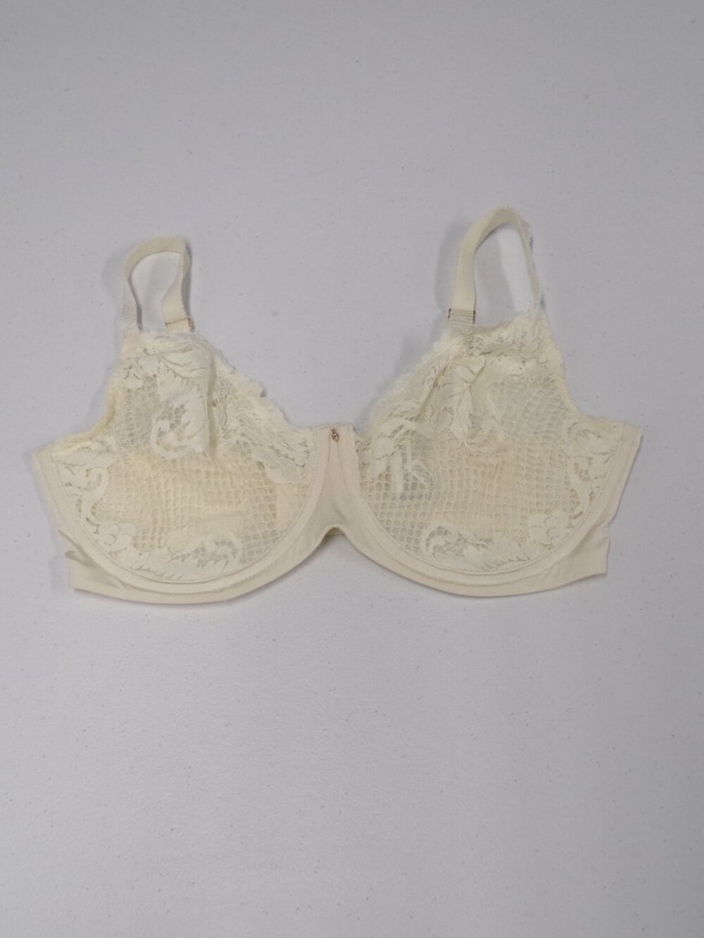 Le Mystere Lace Allure Unlined Underwire Demi Bra sz 34G Sheer Ivory